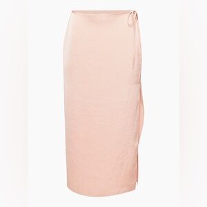Aritzia Wilfred Elixir Skirt in Soft Seashell Pink Elegant Pink Satin Wrap Skirt